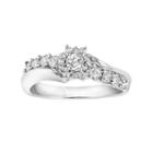Cherish Always Diamond Flower Engagement Ring In 10k White Gold (5/8 Carat T.w.), Women's, Size: 7.50