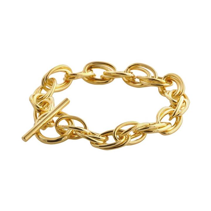 Elegante 18k Gold Over Brass Double Oval Link Bracelet - 7.5-in, Women's, Size: 7.5, Yellow