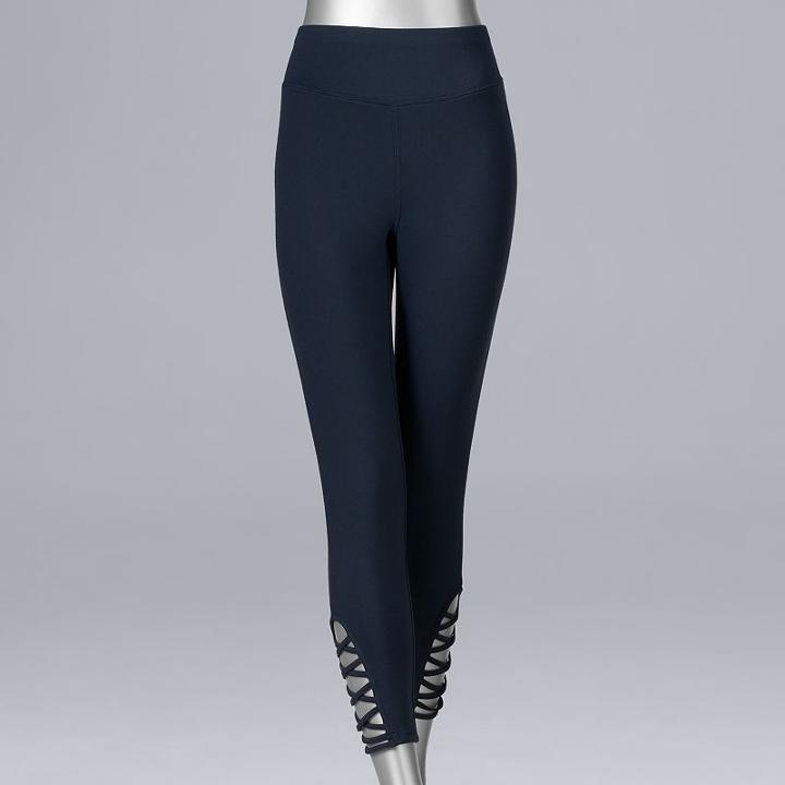 Women's Simply Vera Vera Wang Soft Stretch Lace-up Capri Leggings, Size: Medium, Med Blue