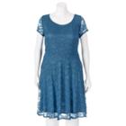 Juniors' Plus Size Wrapper Lace A-line Dress, Girl's, Size: 3xl, Brt Blue