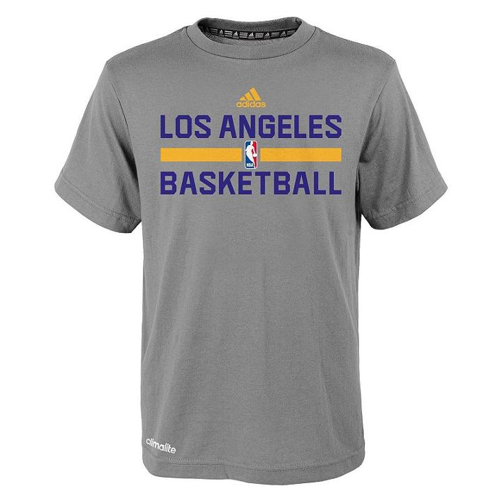 Boys 4-7 Adidas Los Angeles Lakers Heathered Practice Climalite Tee, Boy's, Size: L(7), Grey