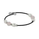 Sterling Silver Freshwater Cultured Pearl And Rose Quartz Stretch Bracelet, Women's, White