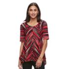 Women's Dana Buchman Print Elbow Sleeve Sharkbite Top, Size: Xs, Red