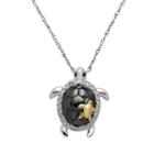 Diamond Accent Sterling Silver & 18k Gold Over Silver Turtle Pendant Necklace, Women's, Size: 18, White
