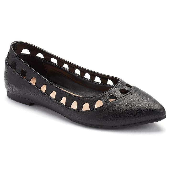 Lc Lauren Conrad Polish Women's Flats, Size: 8, Black