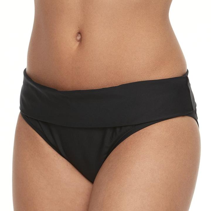 Women's N Good Karma Fold-over Scoop Bikini Bottoms, Size: Xl, Black