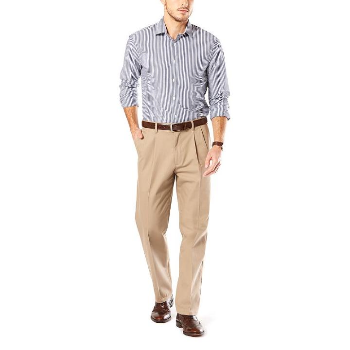 Big & Tall Dockers&reg; Stretch Signature Khaki D3 Classic-fit Pleated Pants, Men's, Size: 36x38, Dark Beige