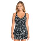 Women's Croft & Barrow&reg; Thigh Minimizer Bow-front Swimdress, Size: 18, Black