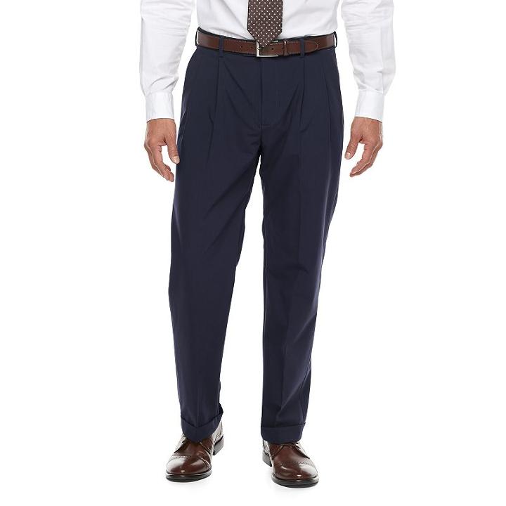 Men's Croft & Barrow&reg; True Comfort 4-way Stretch Classic-fit Pleated Dress Pants, Size: 38x30, Blue