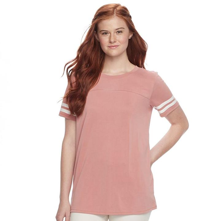 Juniors' Pink Republic Soft Varsity Tee, Teens, Size: Xl, Dark Pink