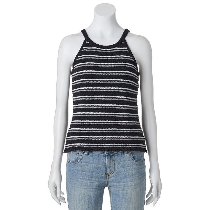 Juniors' Cloud Chaser Scalloped Sweater Tank Top, Girl's, Size: Large, Dark Grey