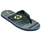 Men's Michigan Wolverines Striped Flip Flop Sandals, Size: Large, Black