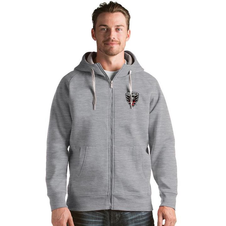 Men's Antigua Dc United Victory Full-zip Hoodie, Size: Small, Grey