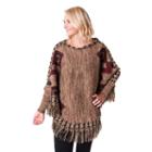 Muk Luks Southwestern Fringed Poncho, Brown