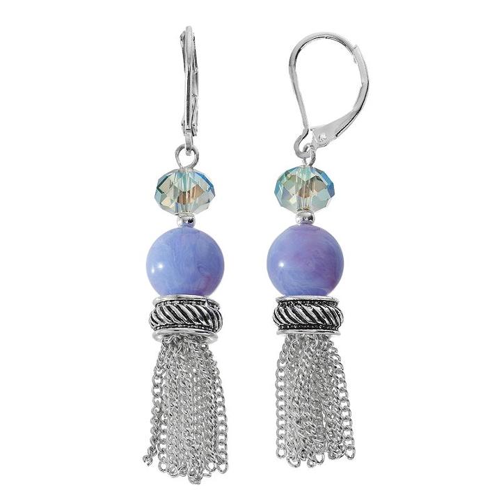 Napier Purple Beaded Tassel Nickel Free Drop Earrings, Women's