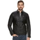 Men's Xray Detailed Faux-leather Jacket, Size: Small, Black