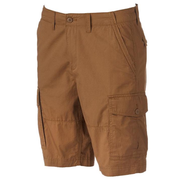 Men's Sonoma Goods For Life&trade; Lightweight Herringbone Solid Cargo Shorts, Size: 36, Med Brown