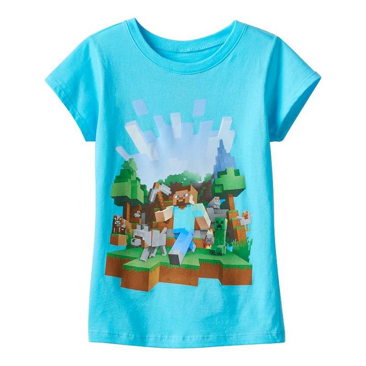 Girls 7-16 Minecraft Graphic Tee, Girl's, Size: Medium, Turquoise/blue (turq/aqua)