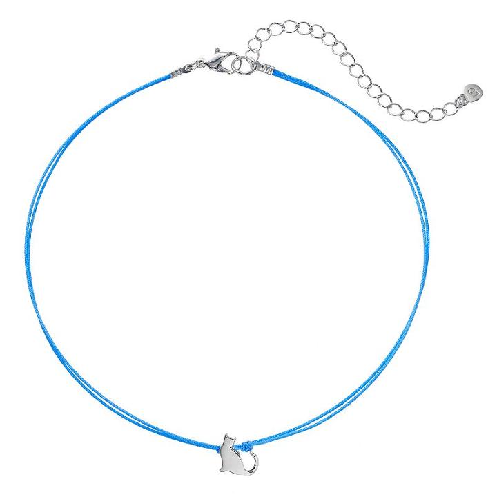 Lc Lauren Conrad Cat Charm Blue Choker Necklace, Women's