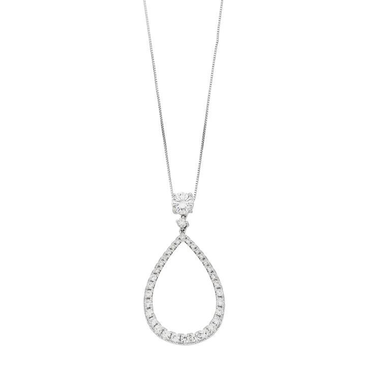 Forever Brilliant 14k White Gold 1 1/8 Carat T.w. Lab-created Moissanite Teardrop Pendant, Women's, Size: 18