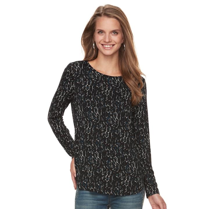 Petite Apt. 9&reg; Essential Crewneck Jersey Tee, Women's, Size: Xl Petite, Black