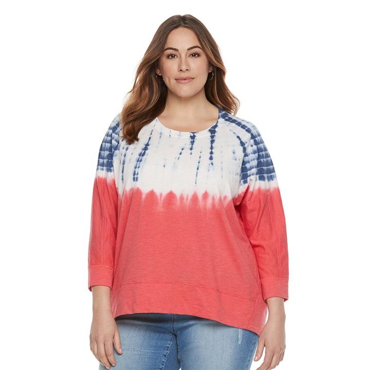 Plus Size Sonoma Goods For Life™ Tie-dye French Terry Sweatshirt, Women's, Size: 2xl, Dark Blue