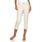 Women's Caribbean Joe Flat-front Twill Capris, Size: 14, Dark Beige