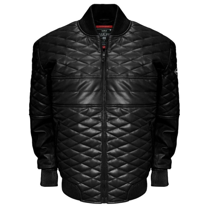 Men's Franchise Club Double Diamond Lambskin Leather Bomber Jacket, Size: Xxl, Black