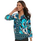 Women's Dana Buchman Knit Henley Top, Size: Medium, Dark Blue