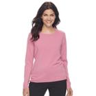 Petite Napa Valley Solid Crewneck Sweater, Women's, Size: M Petite, Med Pink