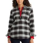 Women's Chaps Buffalo Plaid Cotton Pullover, Size: Xl, Black