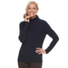 Women's Croft & Barrow&reg; Ribbed Turtleneck Sweater, Size: Large, Dark Blue