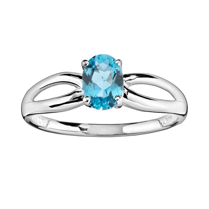 10k White Gold Blue Topaz Ring, Women's, Size: 9