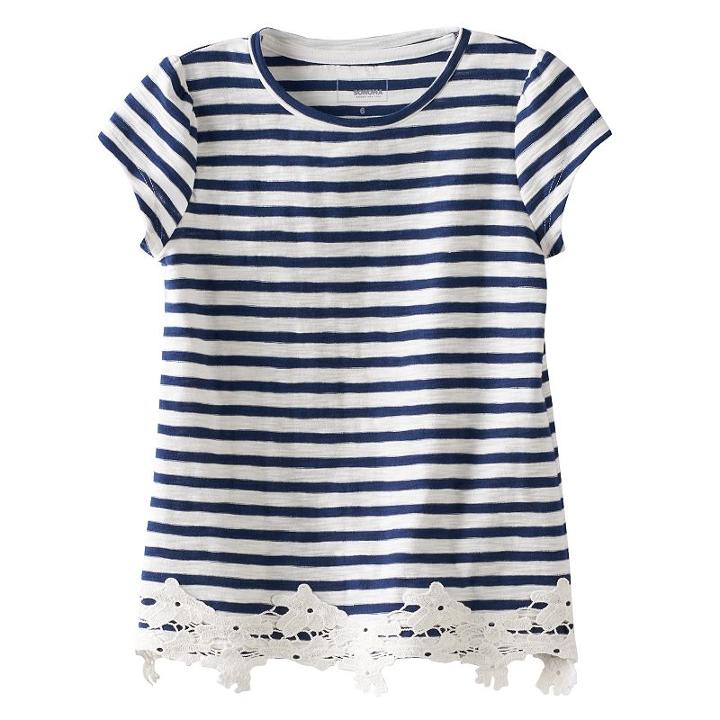 Girls 4-8 Sonoma Goods For Life&trade; Slubbed Lace Hem Tee, Girl's, Size: 6x, Blue