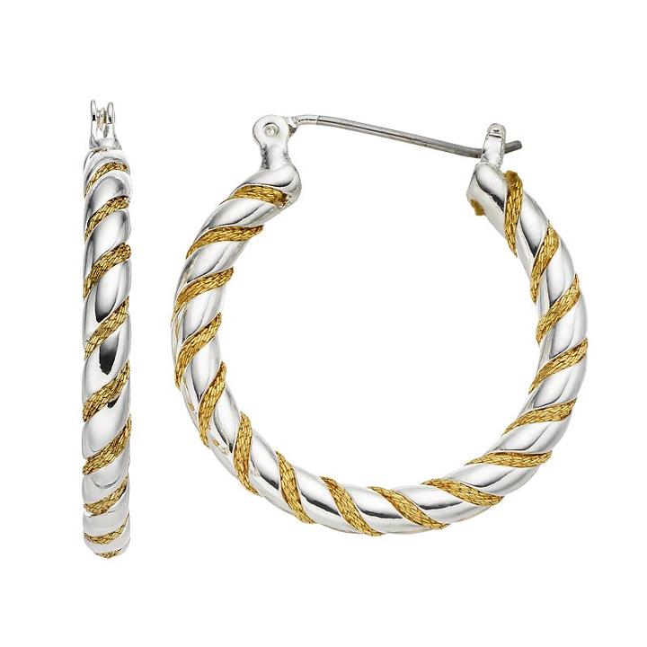 Napier Two Tone Twisted Hoop Earrings, Women's, Multicolor