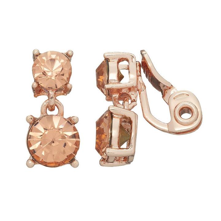 Napier Round Simulated Crystal Double Clip On Earrings, Women's, Pink