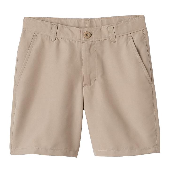 Boys 4-7 Chaps School Uniform Performance Shorts, Boy's, Size: 7, Beig/green (beig/khaki)