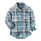Boys 4-8 Carter's Teal Plaid Button Down Shirt, Size: 8, Ovrfl Oth