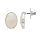 Oval Nickel Free Button Earrings, Women's, White