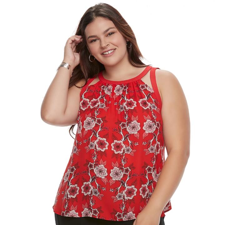 Juniors' Plus Size Candie's&reg; Halter Cutout Top, Teens, Size: 1xl, Red