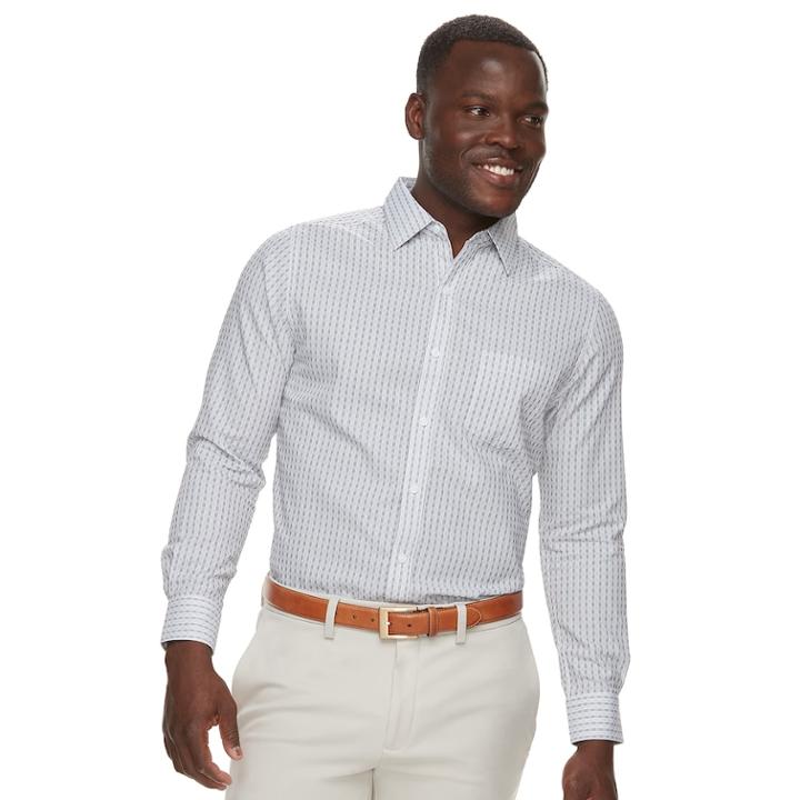 Men's Haggar Classic-fit Tuckless Button-down Shirt, Size: Medium, Black