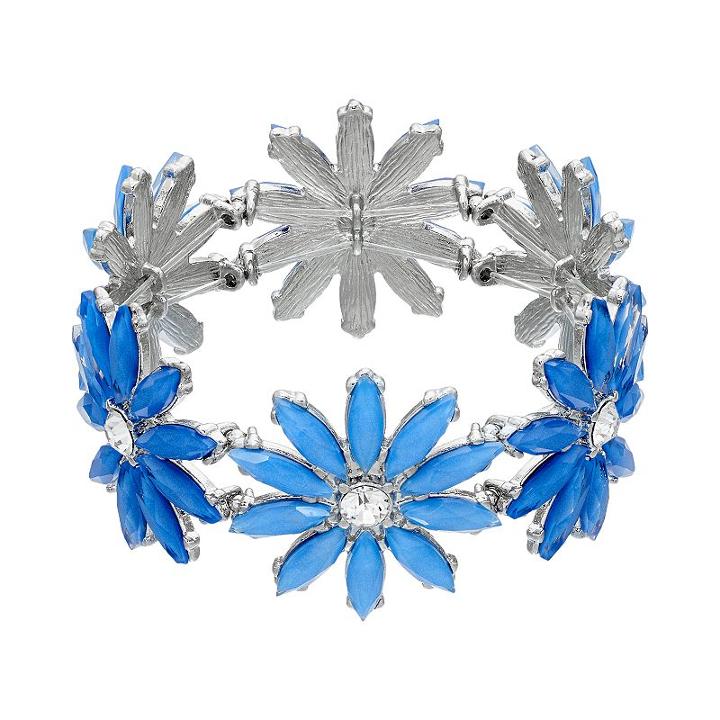 Blue Flower Stretch Bracelet, Women's