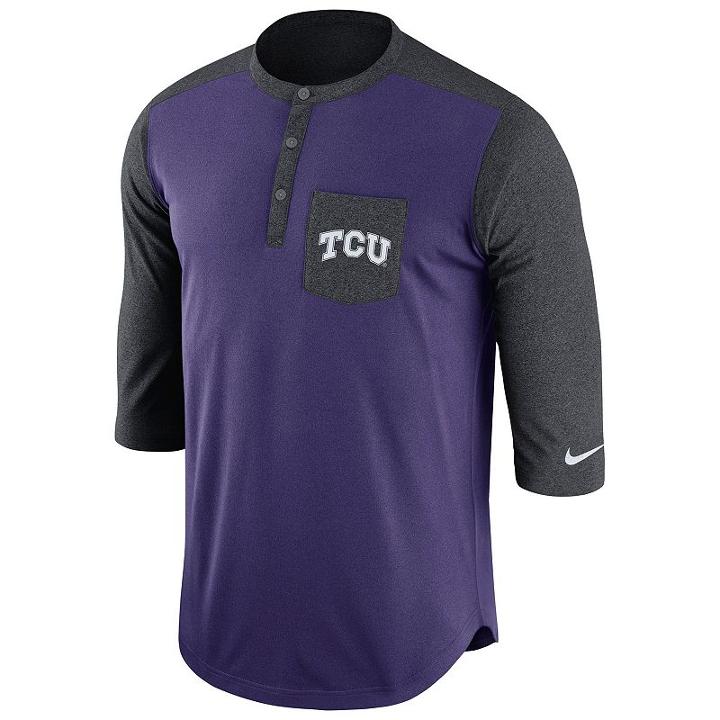 Men's Nike Tcu Horned Frogs Dri-fit Touch Henley, Size: Small, Ovrfl Oth