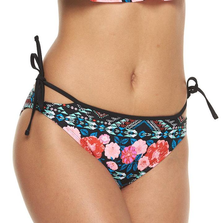 Mix And Match Floral Side-tie Hipster Bikini Bottoms, Size: Large, Ovrfl Oth