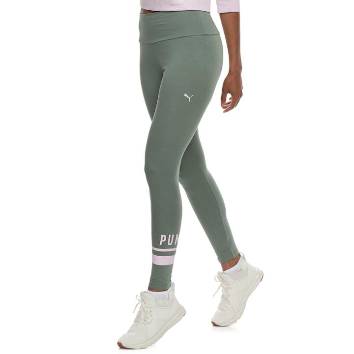 Women's Puma Athletic Logo High-waisted Leggings, Size: Xl, Green
