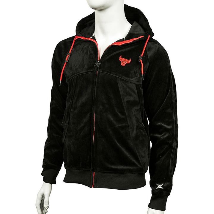Men's Zipway Chicago Bulls Velour Full-zip Hoodie, Size: Medium, Black