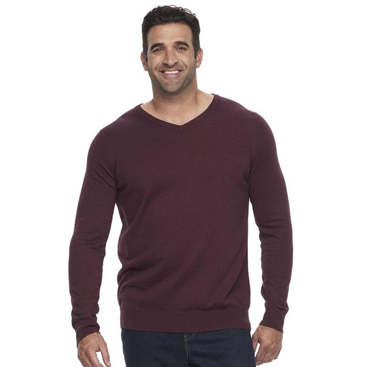 Big & Tall Croft & Barrow® True Comfort Classic-fit Easy-care V-neck Sweater, Men's, Size: L Tall, Dark Red