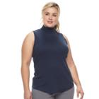 Plus Size Croft & Barrow&reg; Sleveless Mockneck Tank Top, Women's, Size: 1xl, Blue