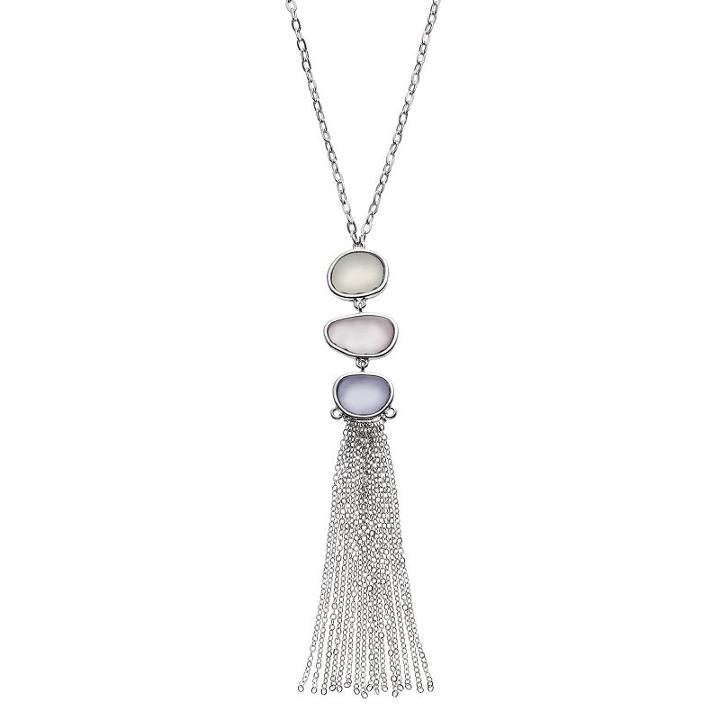Purple Cabochon Fringe Necklace, Women's, Lt Purple