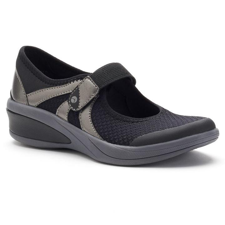 Natural Sport Fortune Women's Mary Jane Wedge Shoes, Size: Medium (8), Black